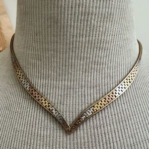 Tricolor v shaped necklace